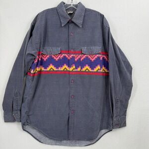Western Shirt Mens XL Purple Aztec Striped Long Sleeve Western Plains Trading Co